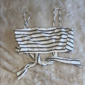 Striped White and Black Women's Top